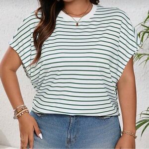 Green Striped Women's Top